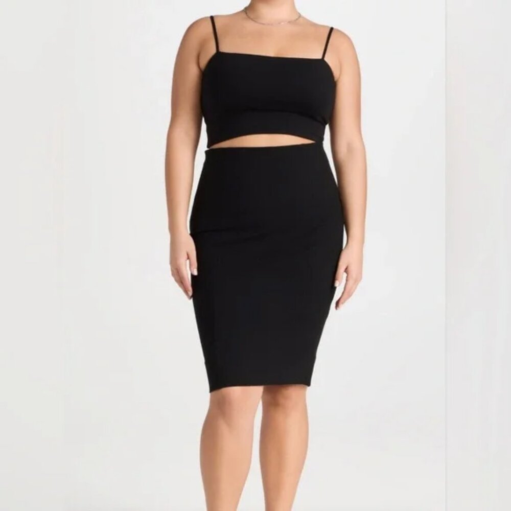Spanx The Perfect Pencil Fitted High Waisted Midi Length Shaping Skirt in Black